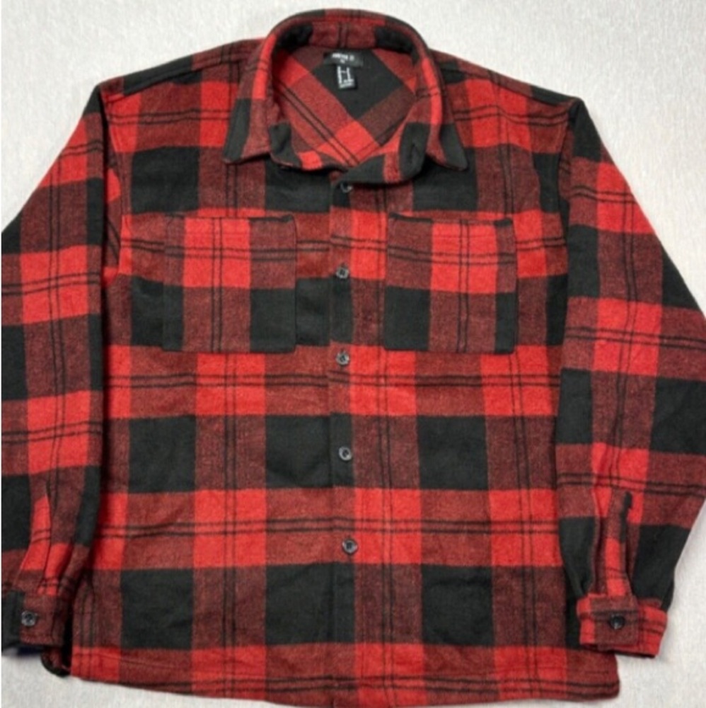 Forever 21 Red Buffalo Plaid Flannel Long Sleeve Button Up Men's Shirt Size S